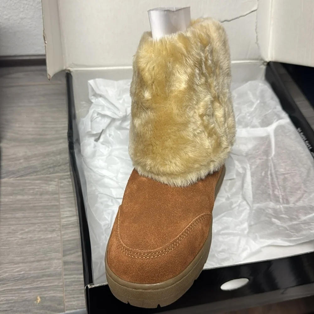 Style & Co. Womens Witty Leather Closed Toe Mid Calf Cold Weather boots Tan